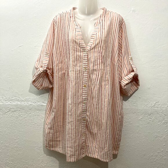 Club Z Collection Tops - NWT Club Z Collection Long Roll Tab Sleeve Button Up Shirt Cover Up Tunic 2X